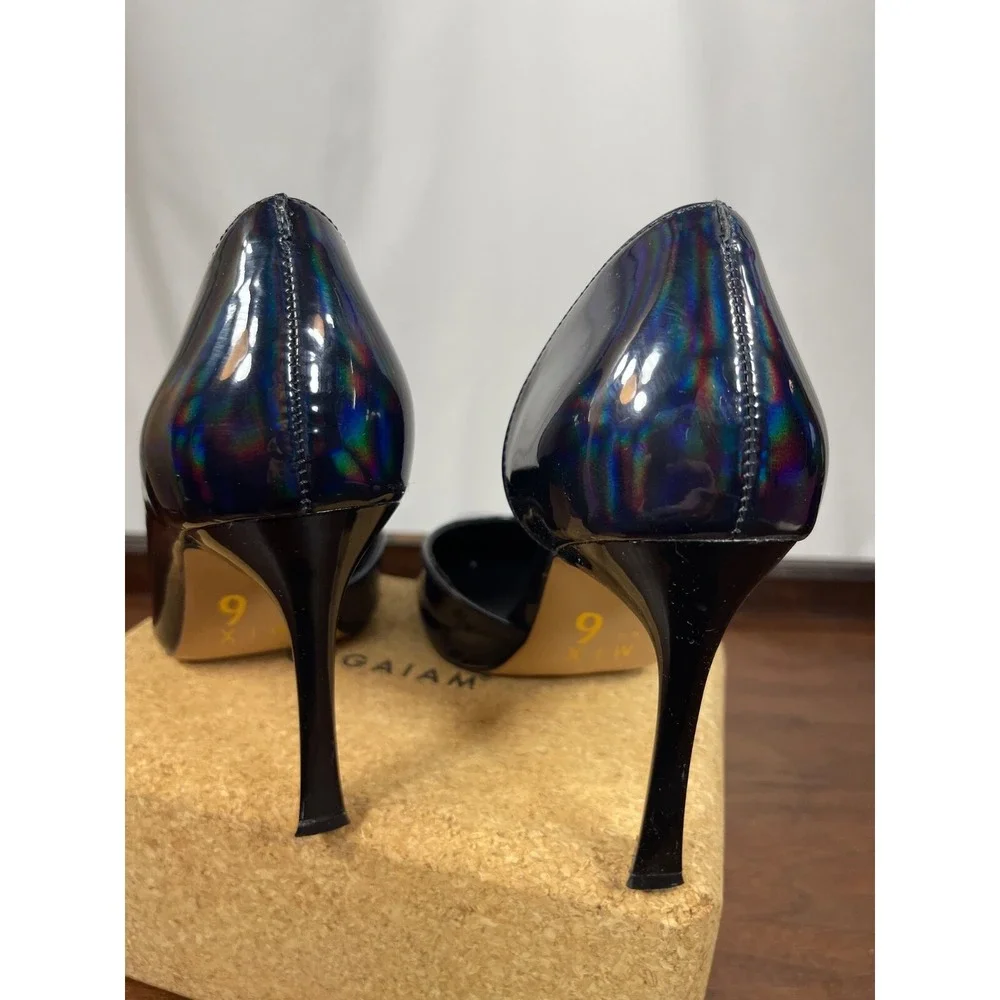 Black Patent Iridescent Sz 6.5 Pump Hologram Prom Formal Point Toe Stiletto Mix6
